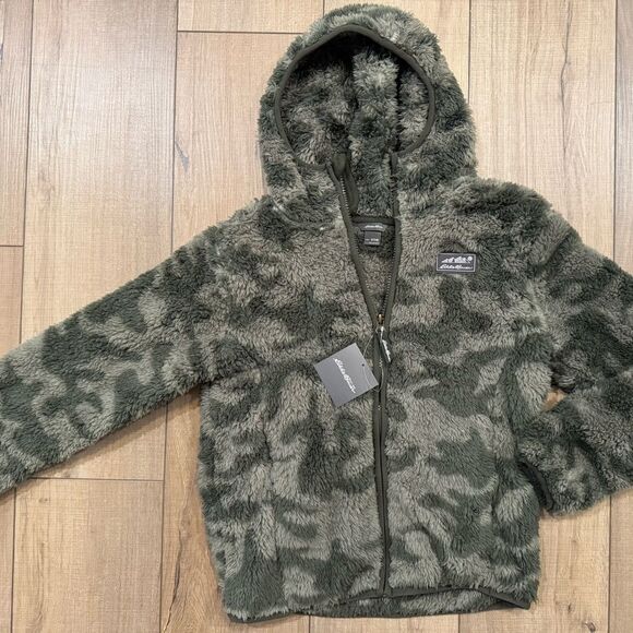 Eddie Bauer Camo plush Fleece Boys s small 7 8 Hoodie Quest hooded jacket zip - Picture 1 of 1